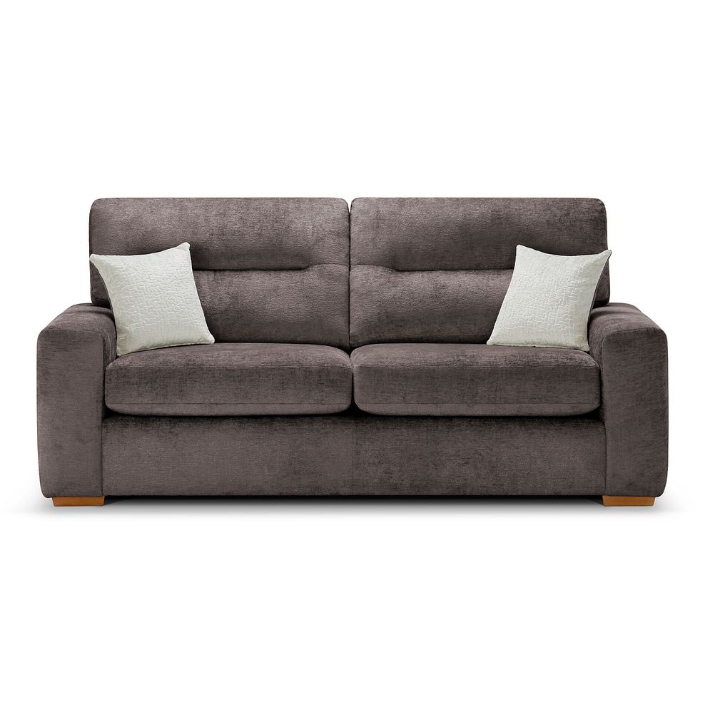 Lorenzo 3 Seater Sofa in Paolo Espresso Fabric with Oyster Scatter Cushions 2