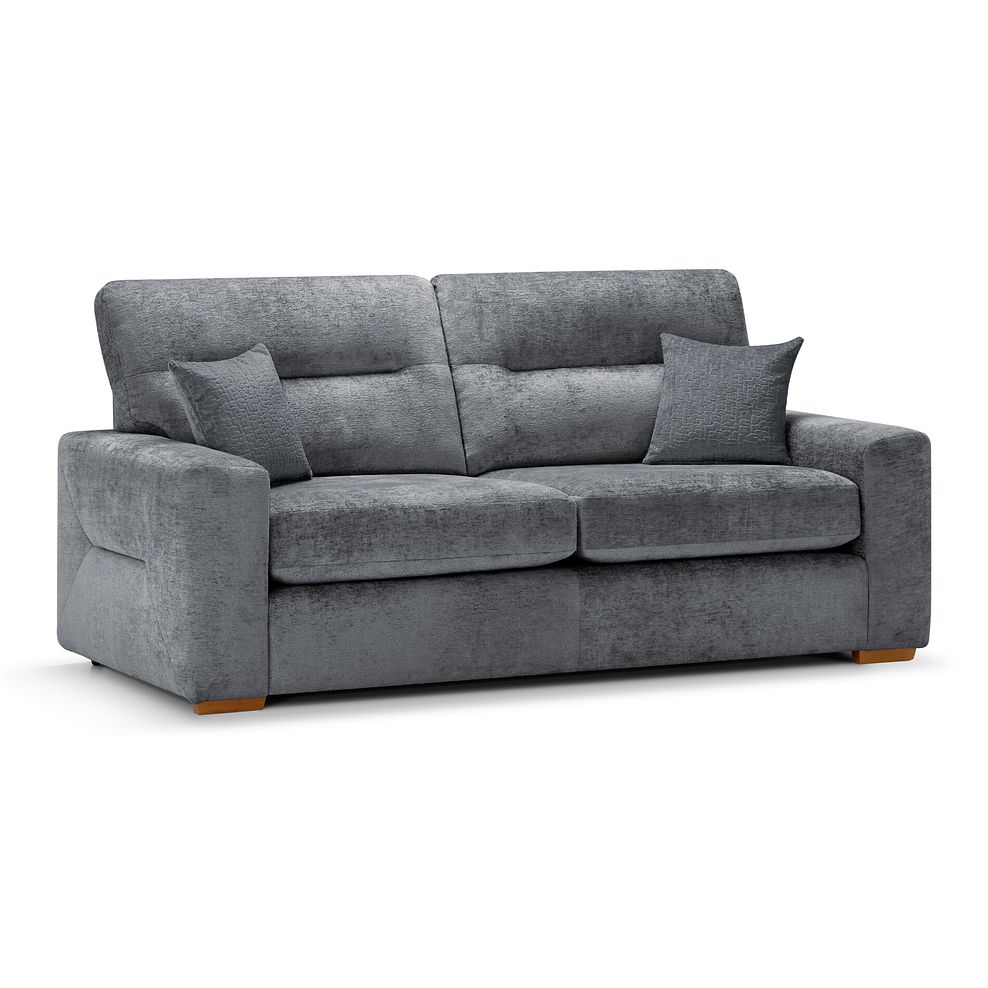 Lorenzo 3 Seater Sofa in Paolo Grey Fabric with Seal Scatter Cushions 1