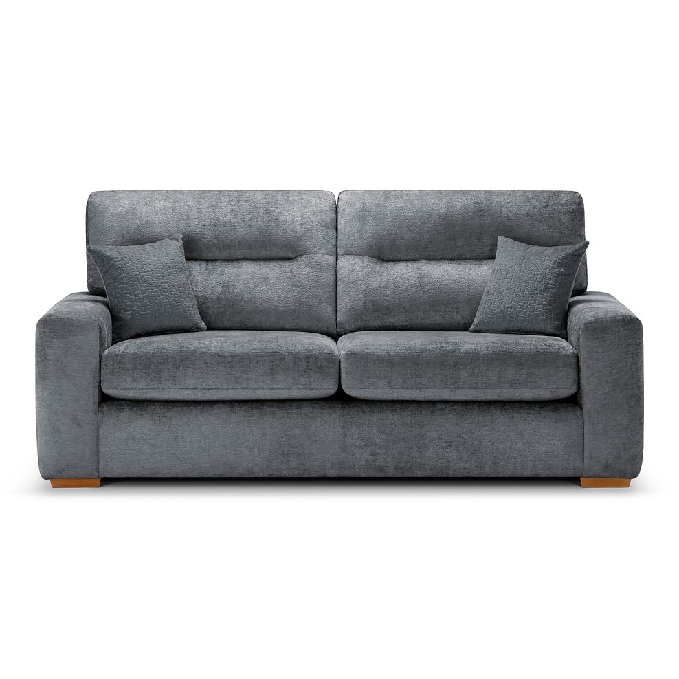 Lorenzo 3 Seater Sofa in Paolo Grey Fabric with Seal Scatter Cushions 2