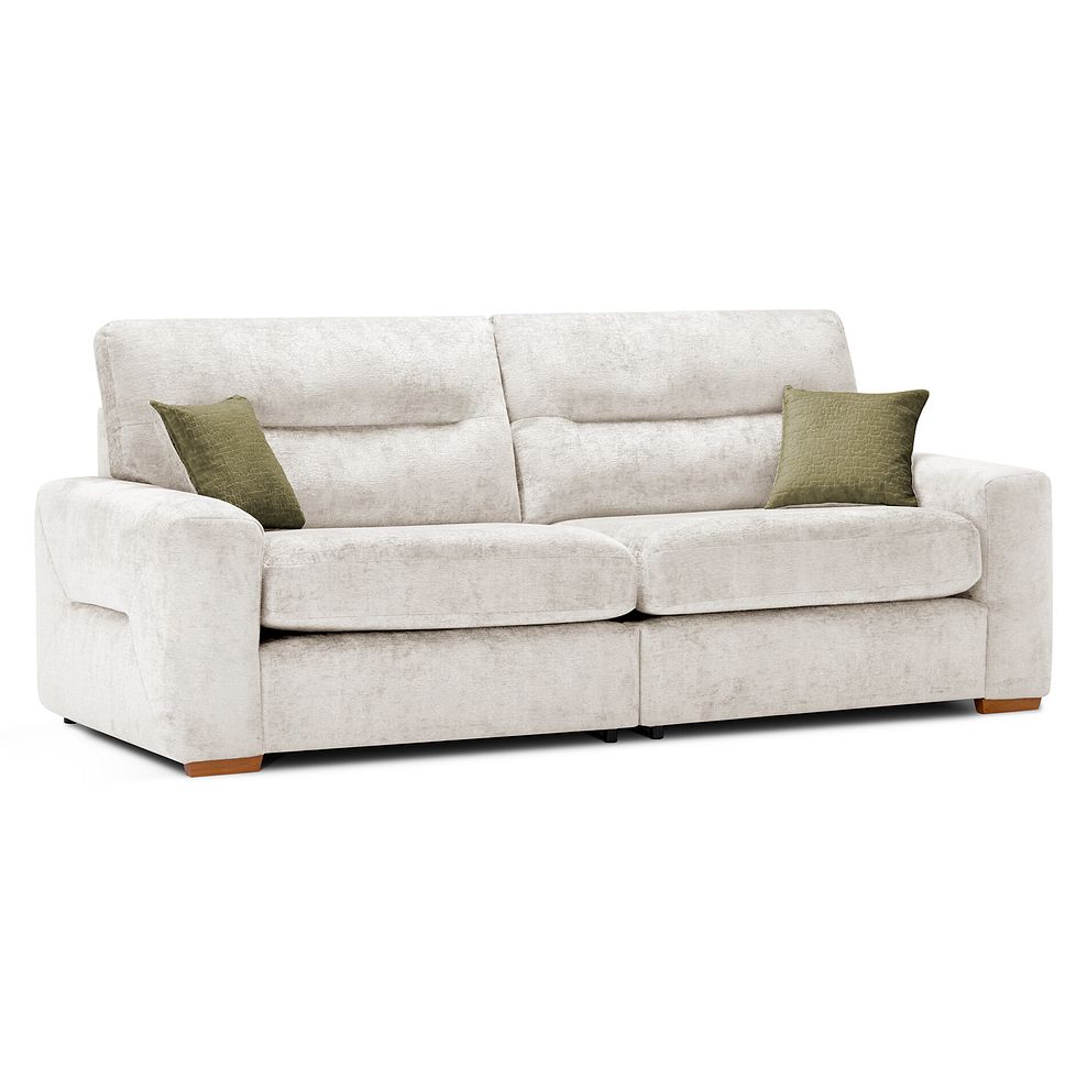 Lorenzo 4 Seater Sofa in Paolo Cream Fabric with Fern Scatter Cushions 1
