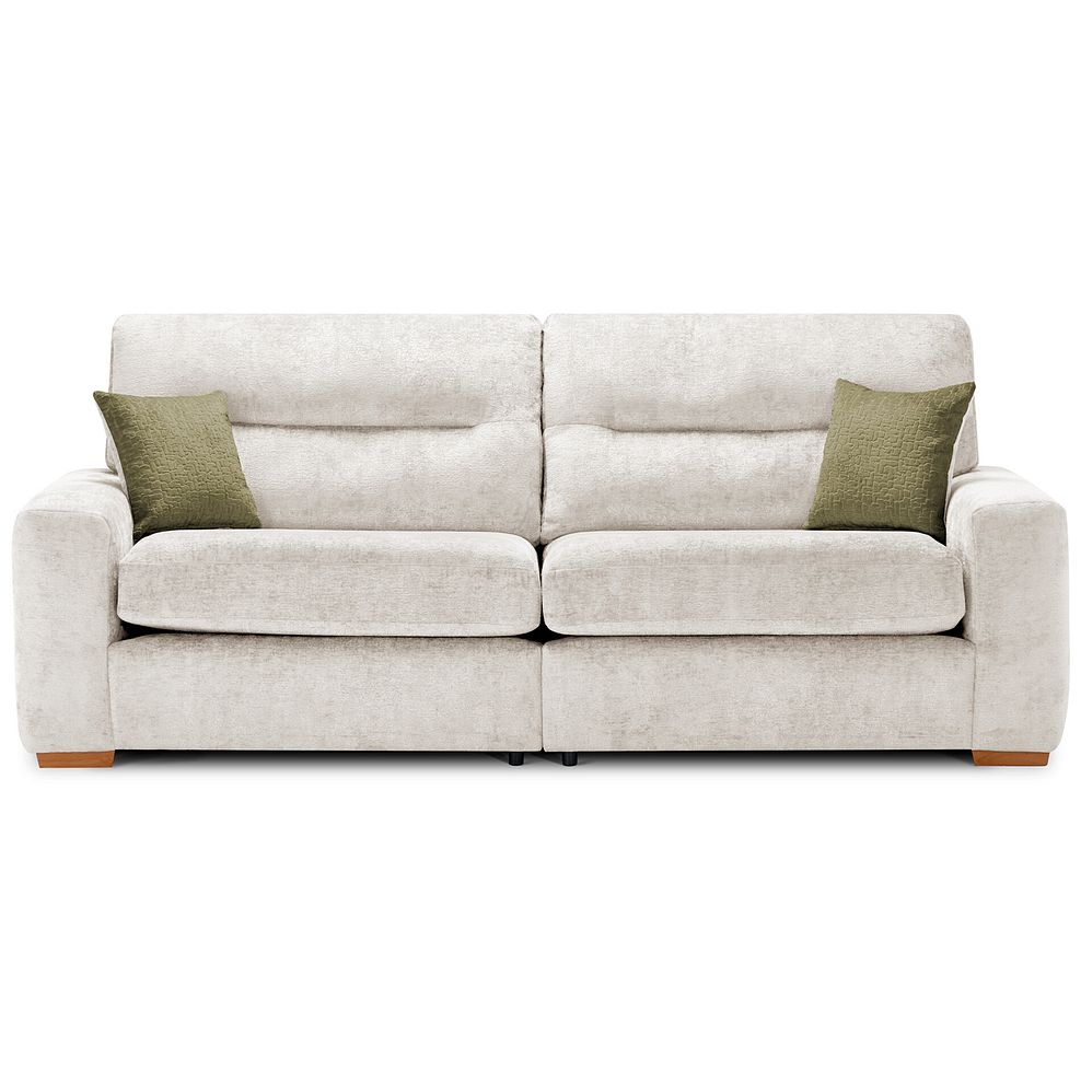 Lorenzo 4 Seater Sofa in Paolo Cream Fabric with Fern Scatter Cushions 2