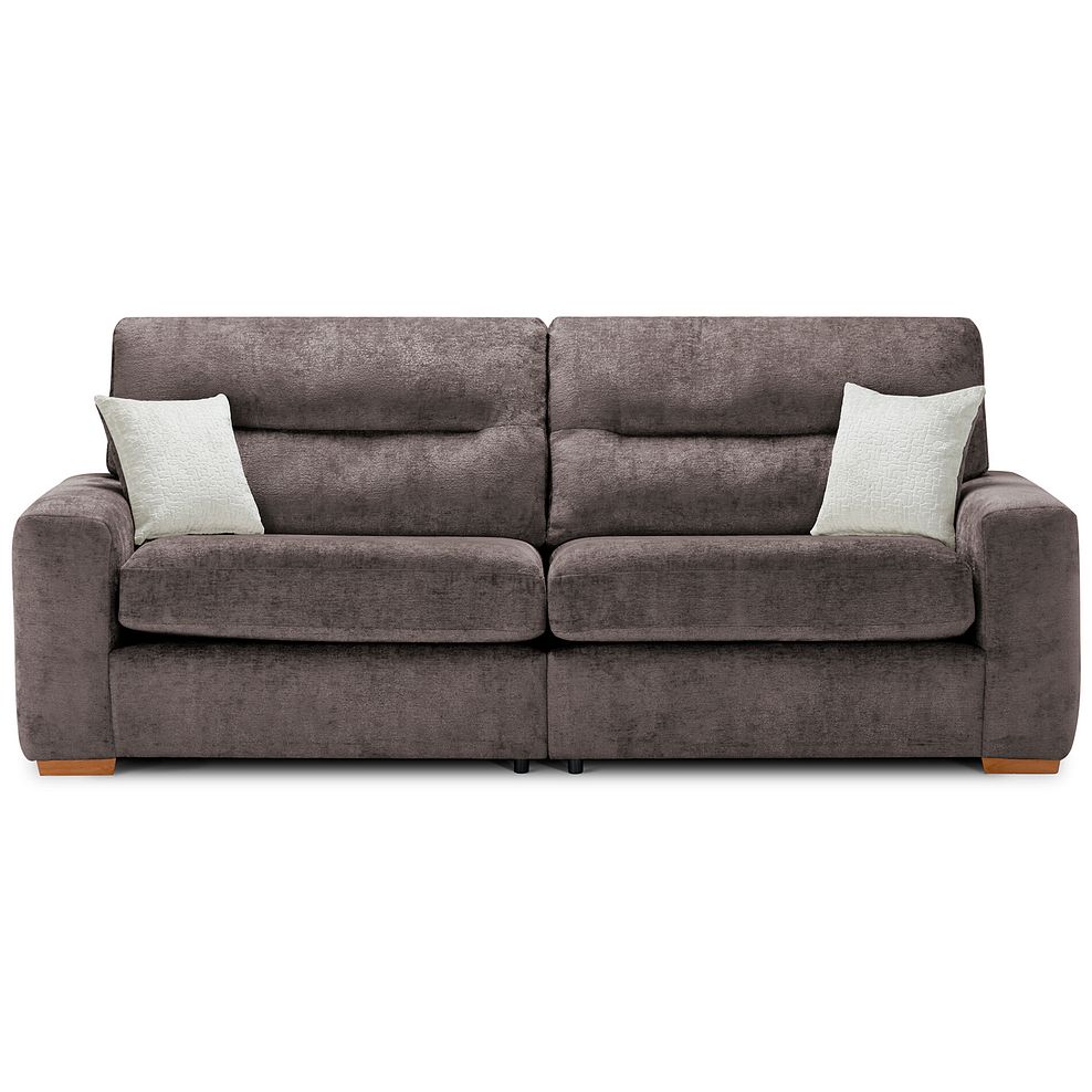 Lorenzo 4 Seater Sofa in Paolo Espresso Fabric with Oyster Scatter Cushions 2