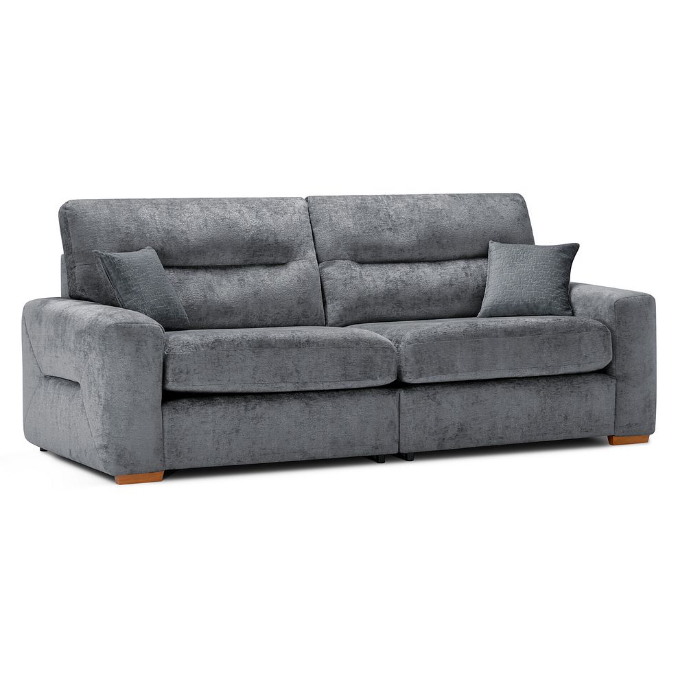 Lorenzo 4 Seater Sofa in Paolo Grey Fabric with Seal Scatter Cushions 1