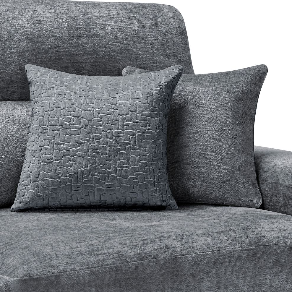 Lorenzo 4 Seater Sofa in Paolo Grey Fabric with Seal Scatter Cushions 8