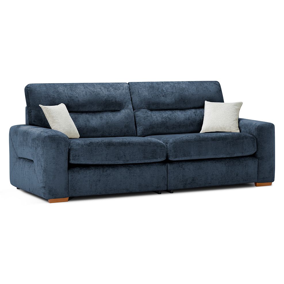 Lorenzo 4 Seater Sofa in Paolo Navy Fabric with Oyster Scatter Cushions 1