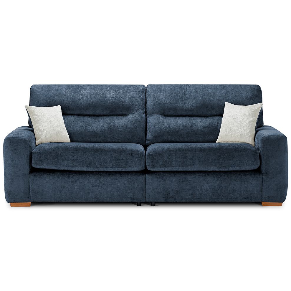 Lorenzo 4 Seater Sofa in Paolo Navy Fabric with Oyster Scatter Cushions 2