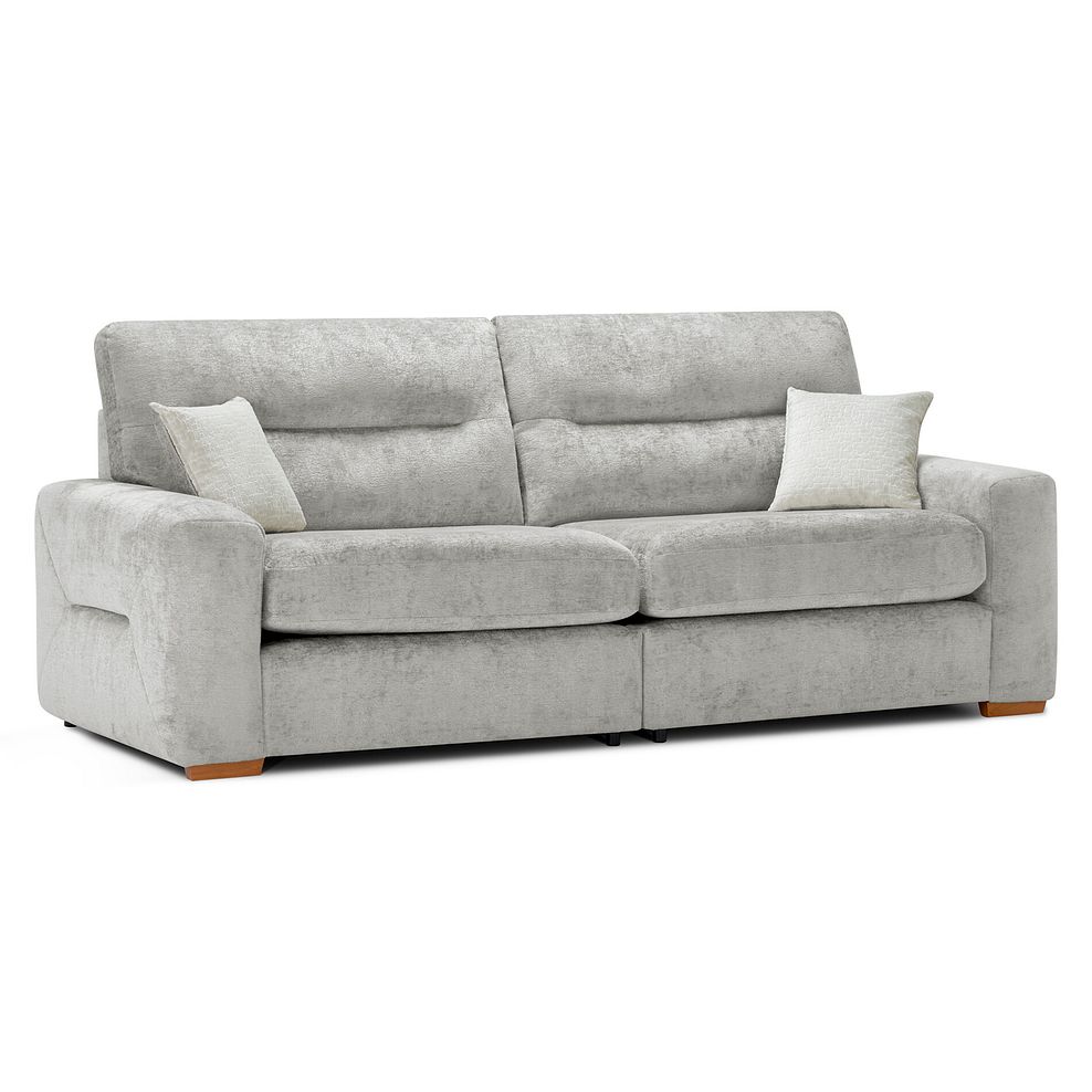 Lorenzo 4 Seater Sofa in Paolo Silver Fabric with Oyster Scatter Cushions 1