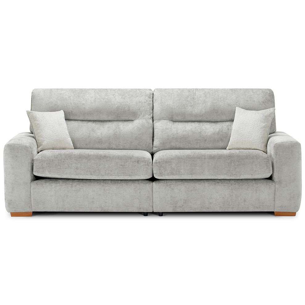 Lorenzo 4 Seater Sofa in Paolo Silver Fabric with Oyster Scatter Cushions 2