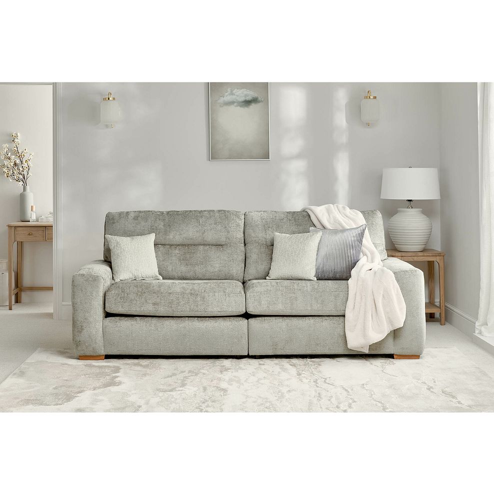 Lorenzo 4 Seater Sofa in Paolo Truffle Fabric with Oyster Scatter Cushions 1