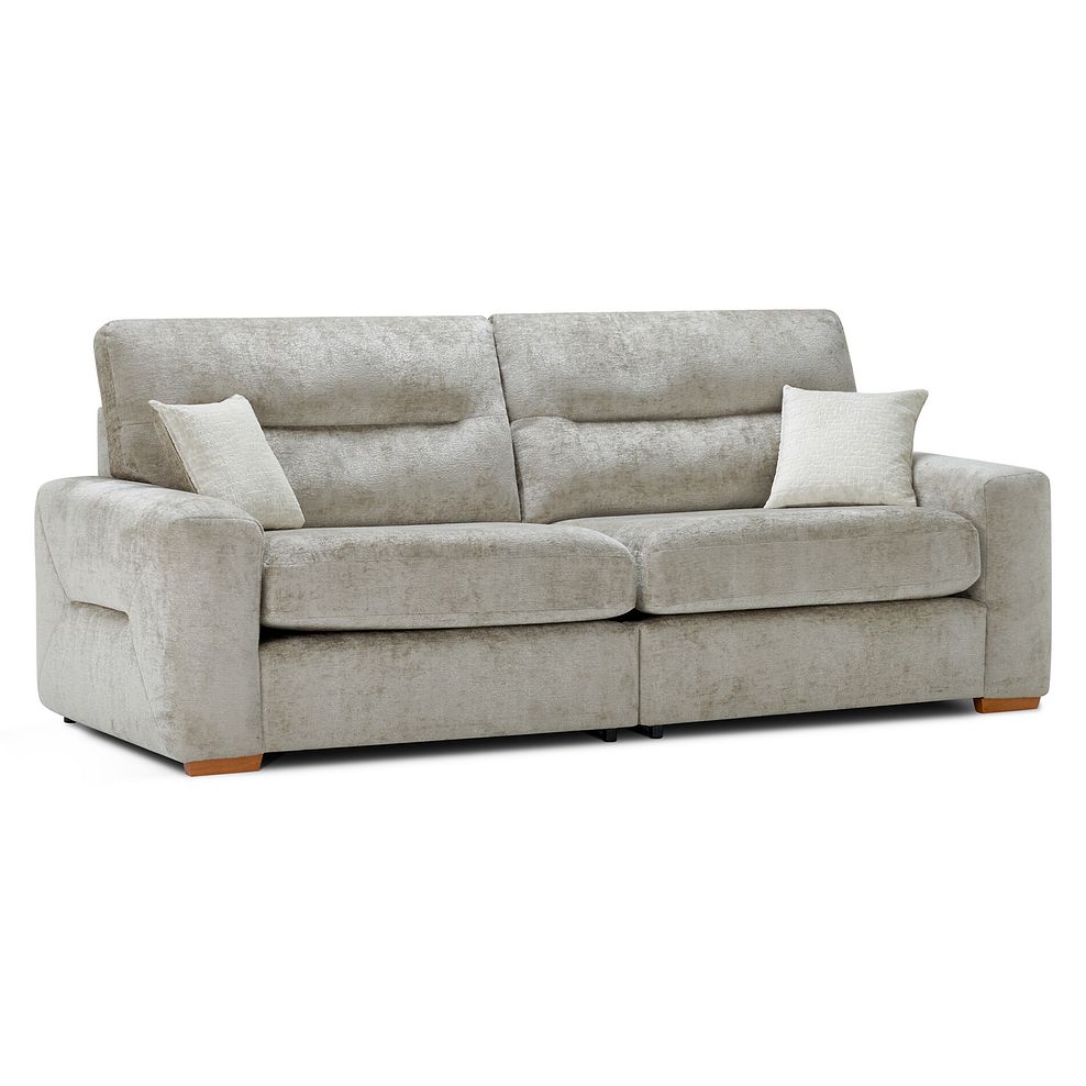 Lorenzo 4 Seater Sofa in Paolo Truffle Fabric with Oyster Scatter Cushions 3