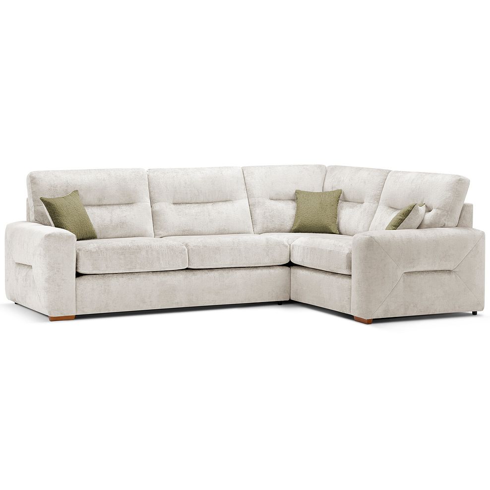 Lorenzo Left Hand Corner Sofa in Paolo Cream Fabric with Fern Scatter Cushions 1