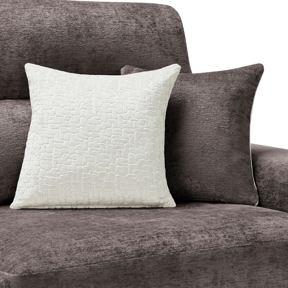 Lorenzo Left Hand Corner Sofa in Paolo Espresso Fabric with Oyster Scatter Cushions 6