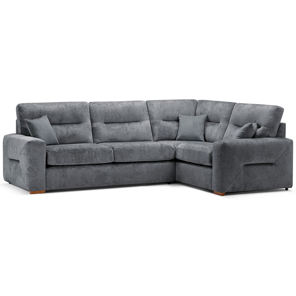 Lorenzo Left Hand Corner Sofa in Paolo Grey Fabric with Seal Scatter Cushions 1