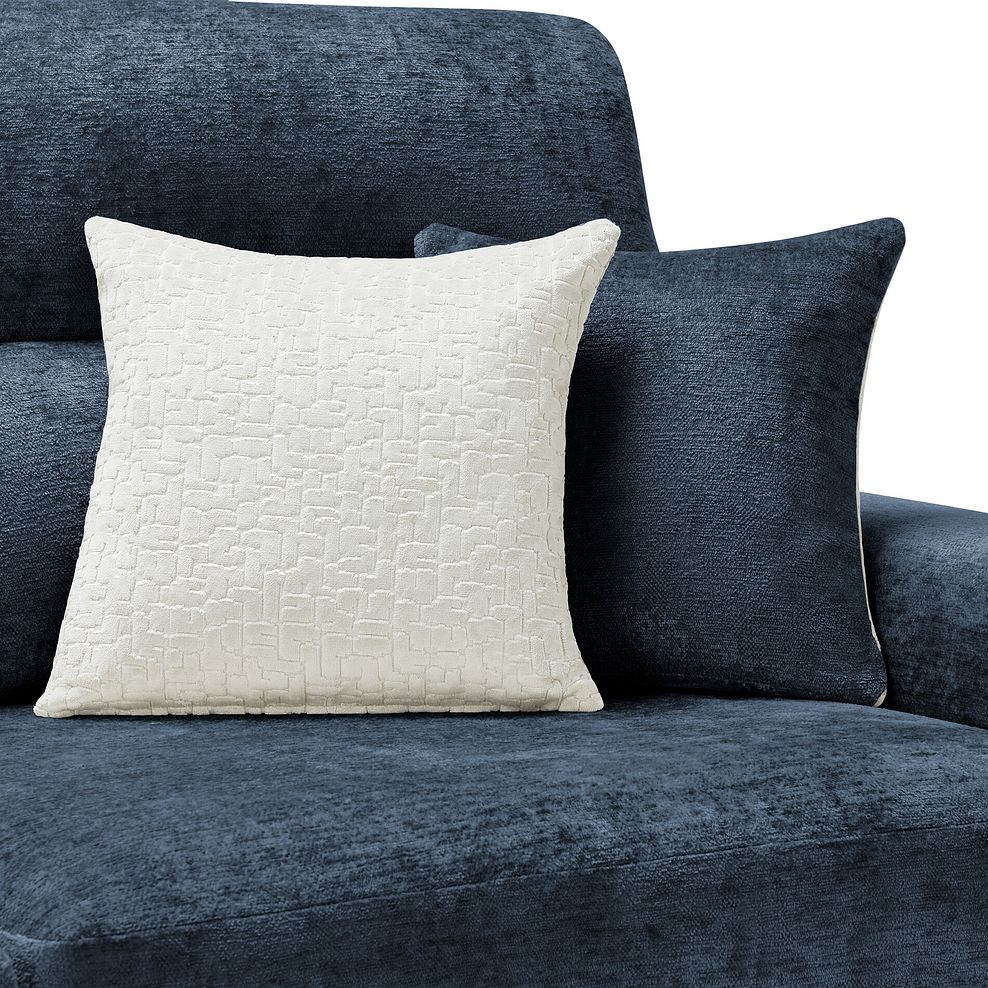 Lorenzo Left Hand Corner Sofa in Paolo Navy Fabric with Oyster Scatter Cushions 6