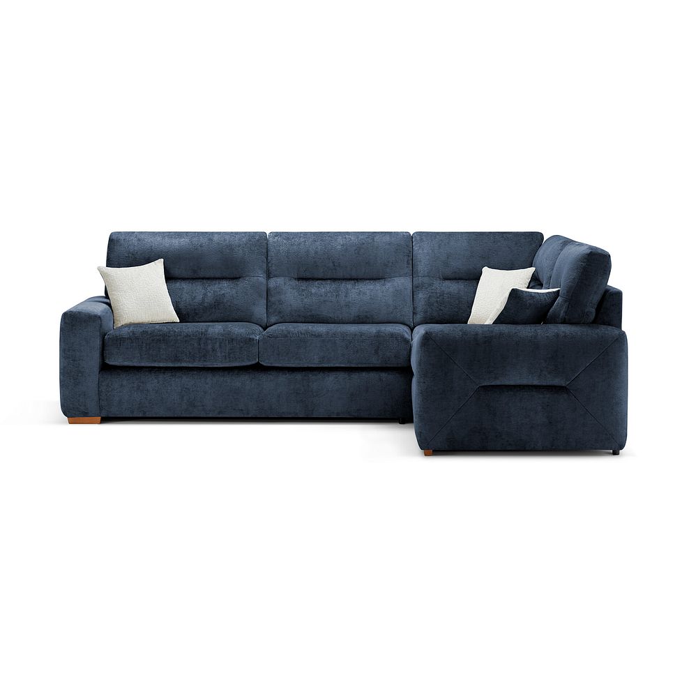 Lorenzo Left Hand Corner Sofa in Paolo Navy Fabric with Oyster Scatter Cushions 2