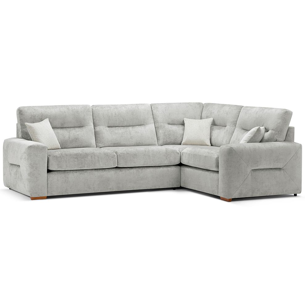Lorenzo Left Hand Corner  Sofa in Paolo Silver Fabric with Oyster Scatter Cushions 1