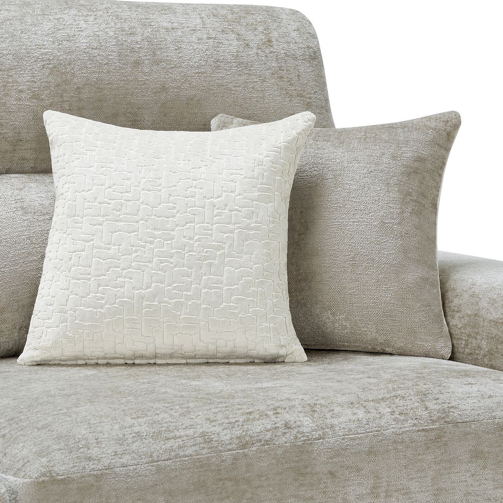 Lorenzo Left Hand Corner Sofa in Paolo Truffle Fabric with Oyster Scatter Cushions 6