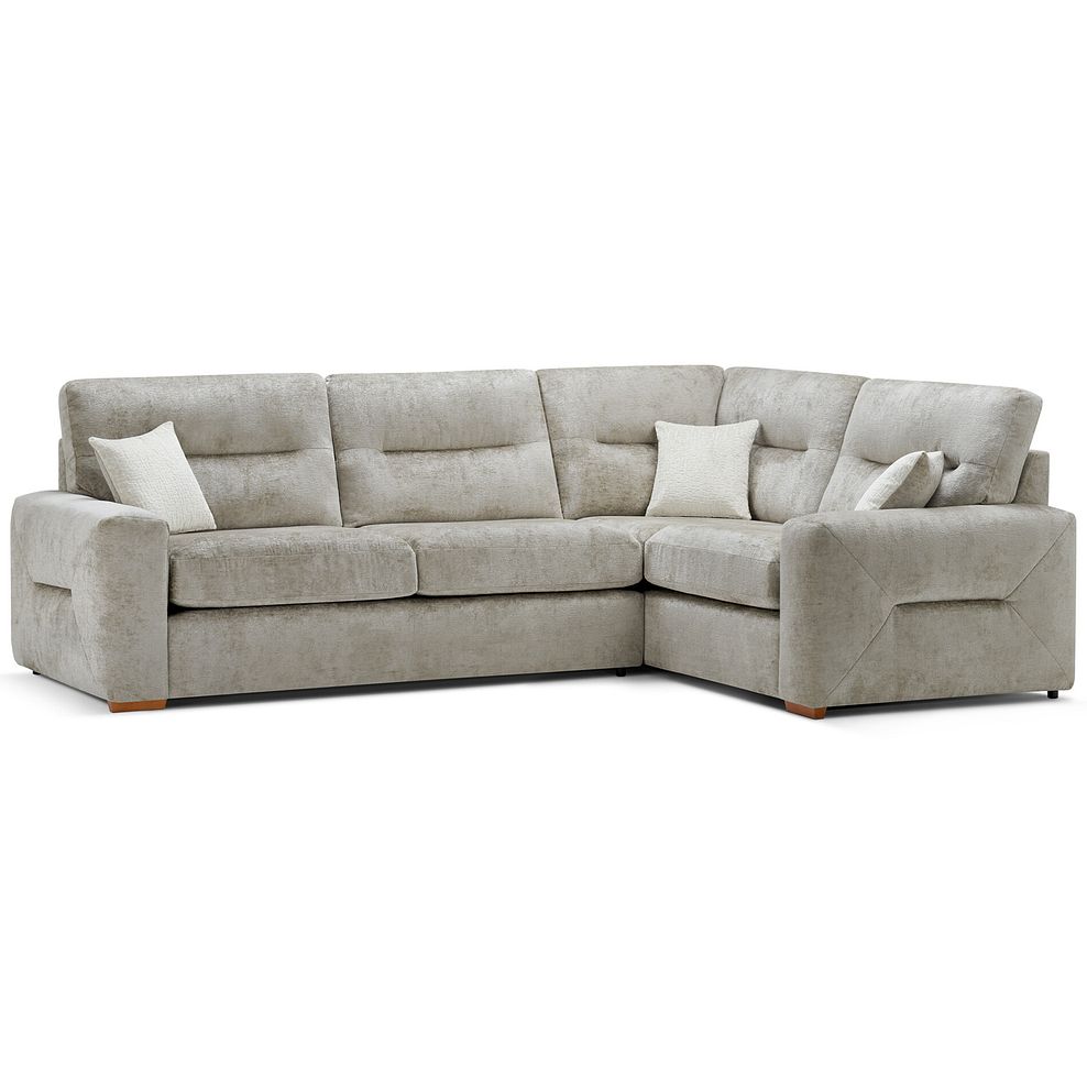 Lorenzo Left Hand Corner Sofa in Paolo Truffle Fabric with Oyster Scatter Cushions 2