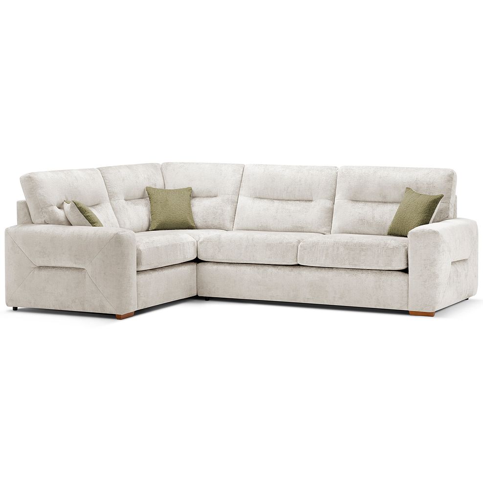Lorenzo Right Hand Corner Sofa in Paolo Cream Fabric with Fern Scatter Cushions 1