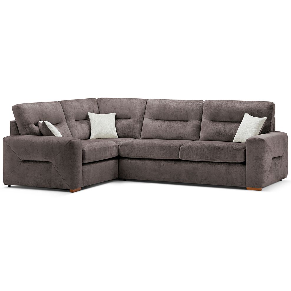 Lorenzo Right Hand Corner Sofa in Paolo Espresso Fabric with Oyster Scatter Cushions 1