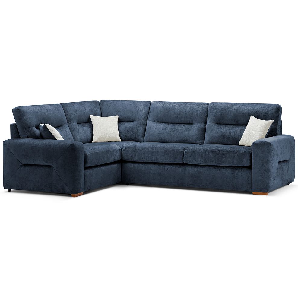 Lorenzo Right Hand Corner Sofa in Paolo Navy Fabric with Oyster Scatter Cushions 1