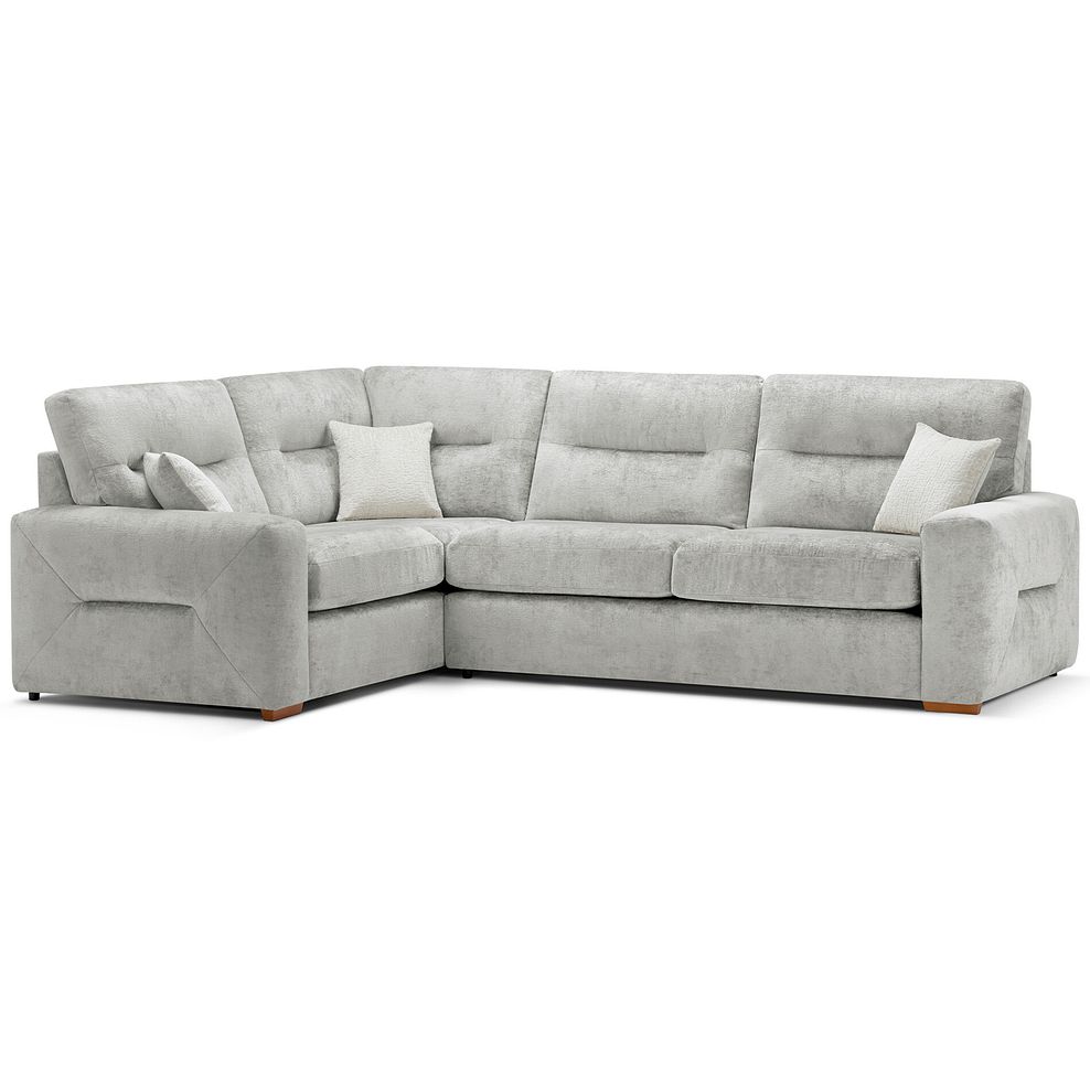 Lorenzo Right Hand Corner Sofa in Paolo Silver Fabric with Oyster Scatter Cushions 1