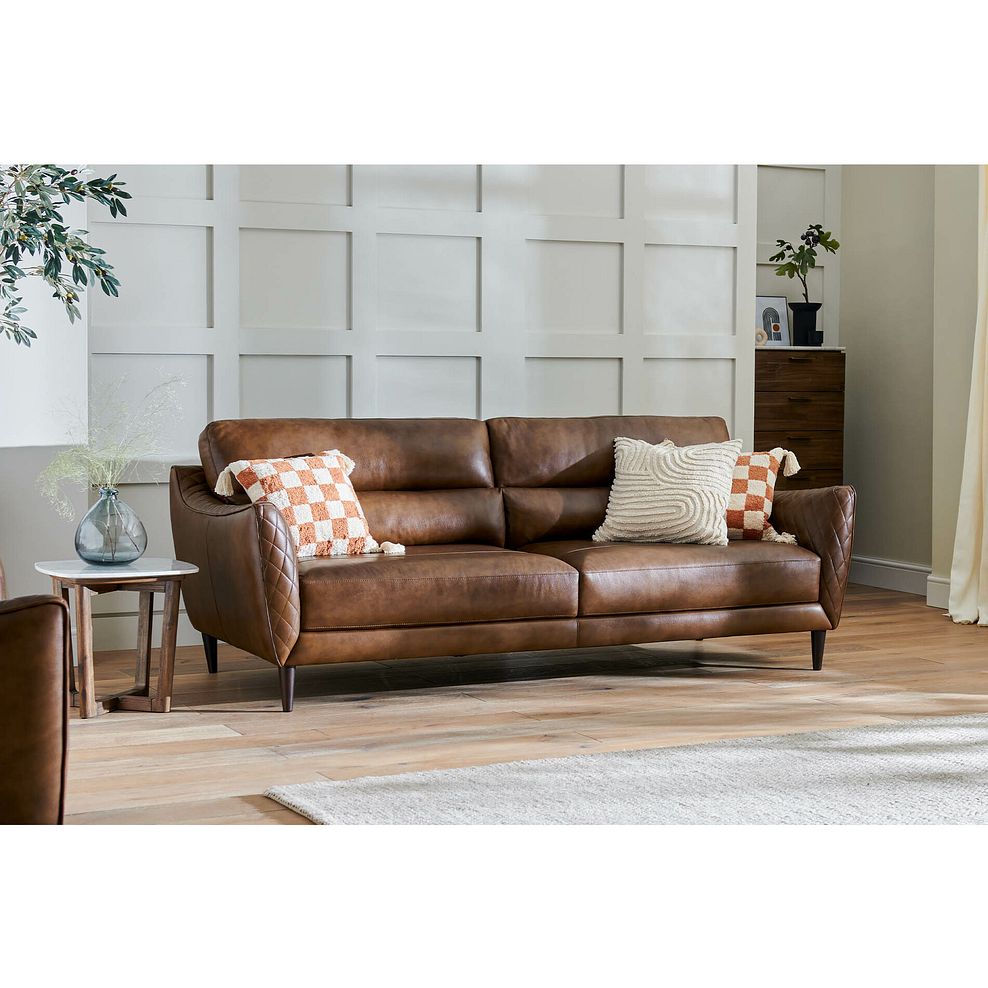 Lucca 4 Seater Sofa in Houston Whiskey Leather 1