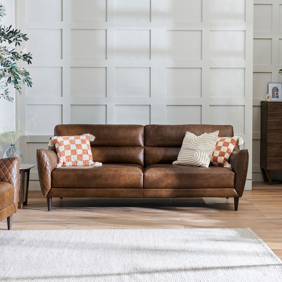 Lucca 4 Seater Sofa in Houston Whiskey Leather 1