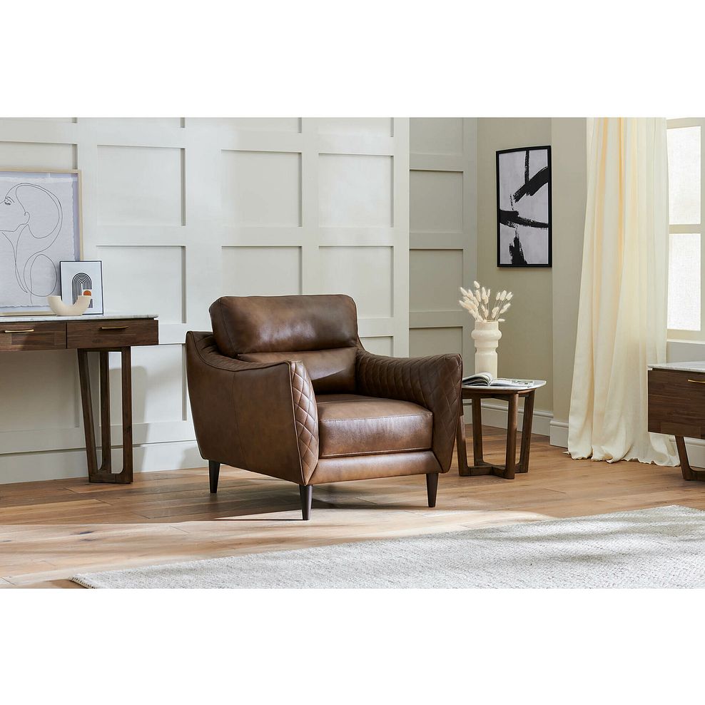 Lucca Armchair in Houston Whiskey Leather 1