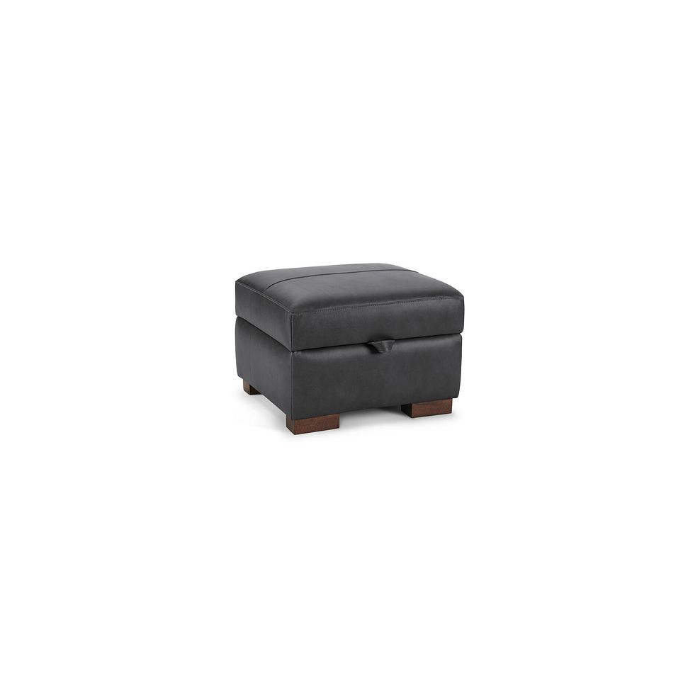 Lucca Storage Footstool in Apollo Grey Leather 1
