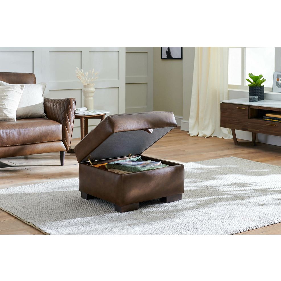 Lucca Storage Footstool in Houston Whiskey Leather 2