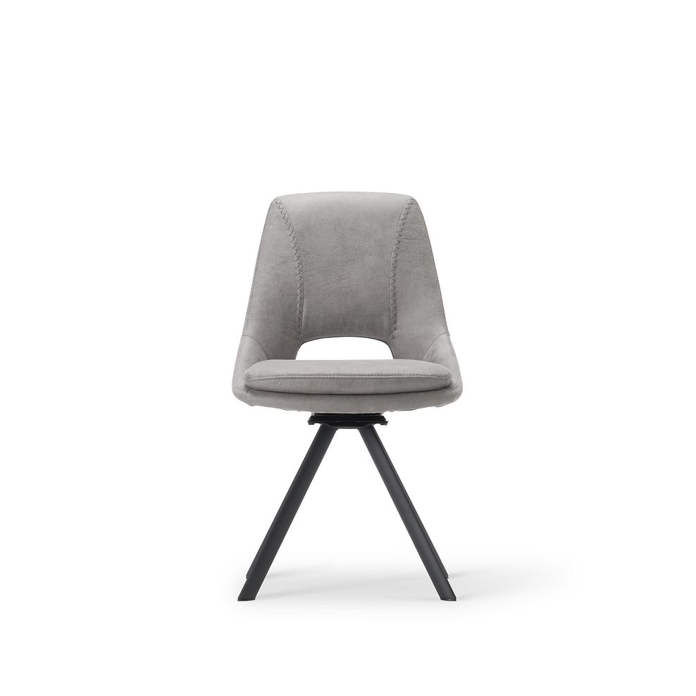 Lucia Ceramic Extending 4-6 Seater Swivel Dining Table in Matt Grey with 6 Nico Chairs in Light Grey 7