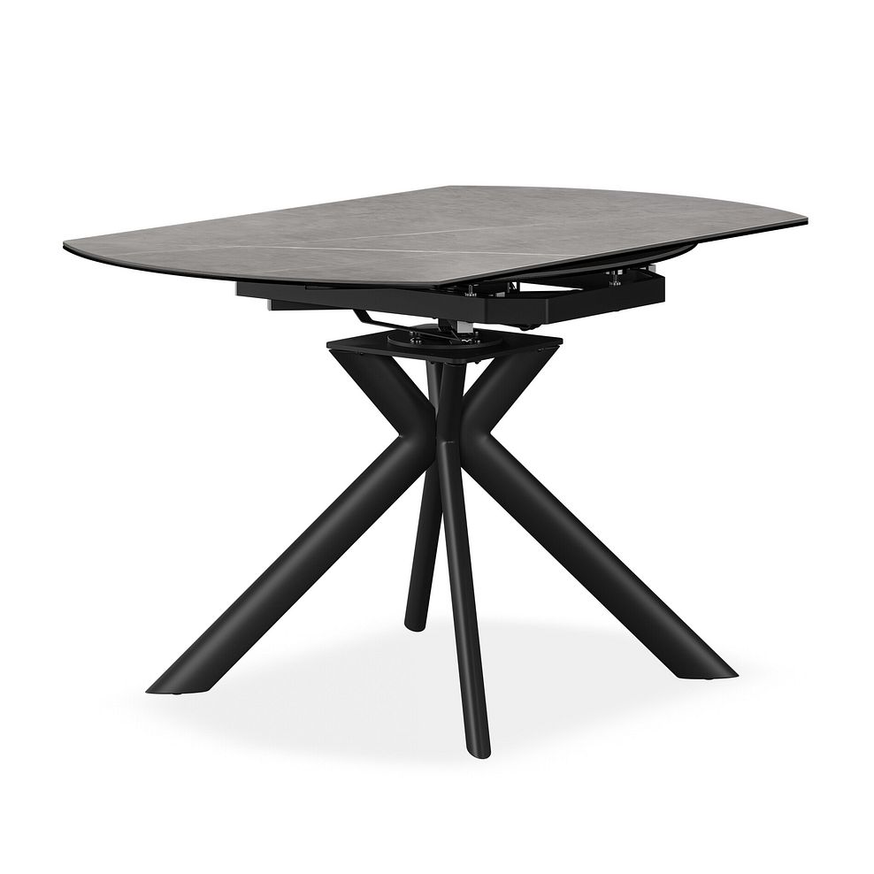 Lucia Ceramic Extending Round Dining Table in Matte Grey Finish 130cm with 4 Aria Light Grey Chairs 2