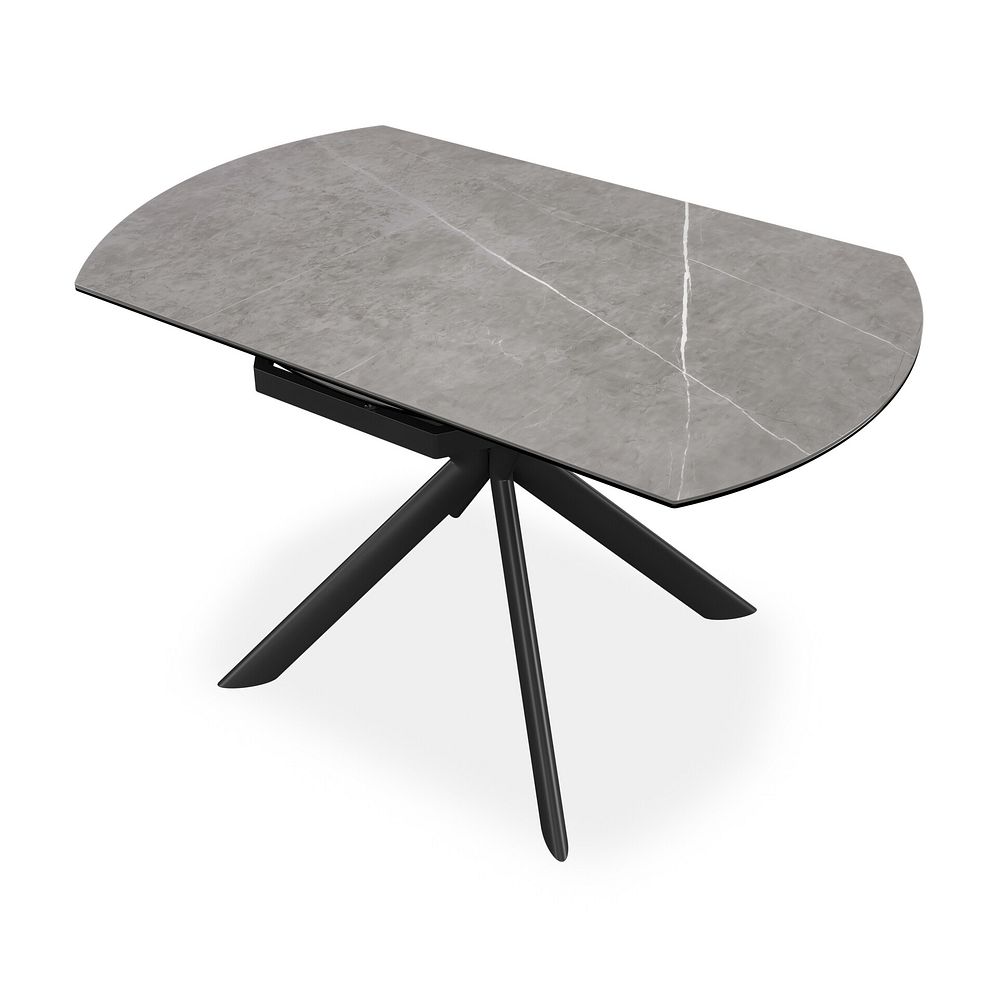 Lucia Ceramic Extending Round Dining Table in Matte Grey Finish 130cm with 4 Aria Light Grey Chairs 3