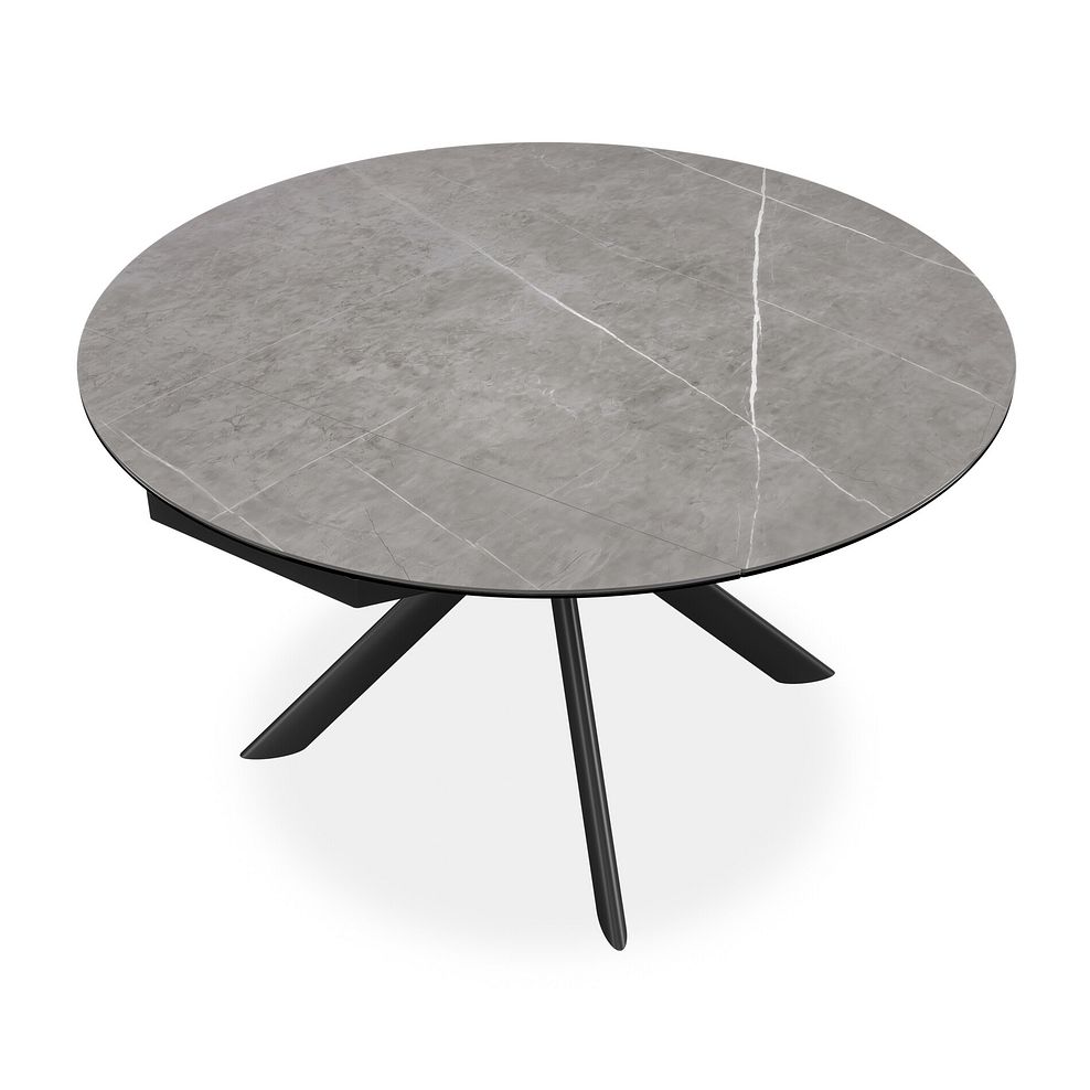 Lucia Ceramic Extending Round Dining Table in Matte Grey with 4 Mason Chairs in Black 5