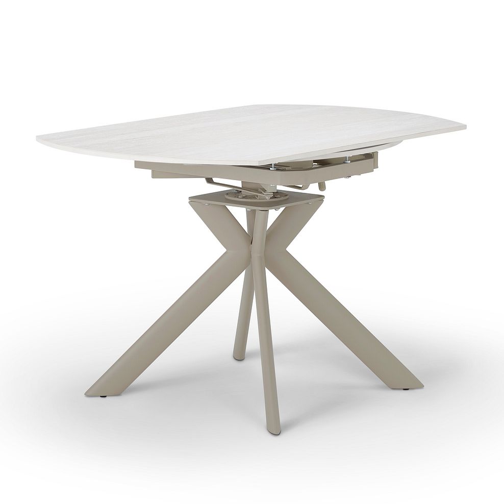 Lucia Ceramic Round Dining Table with 4 Nico Swivel Dining Chairs in Cream with Cappuccino Metal Legs 6