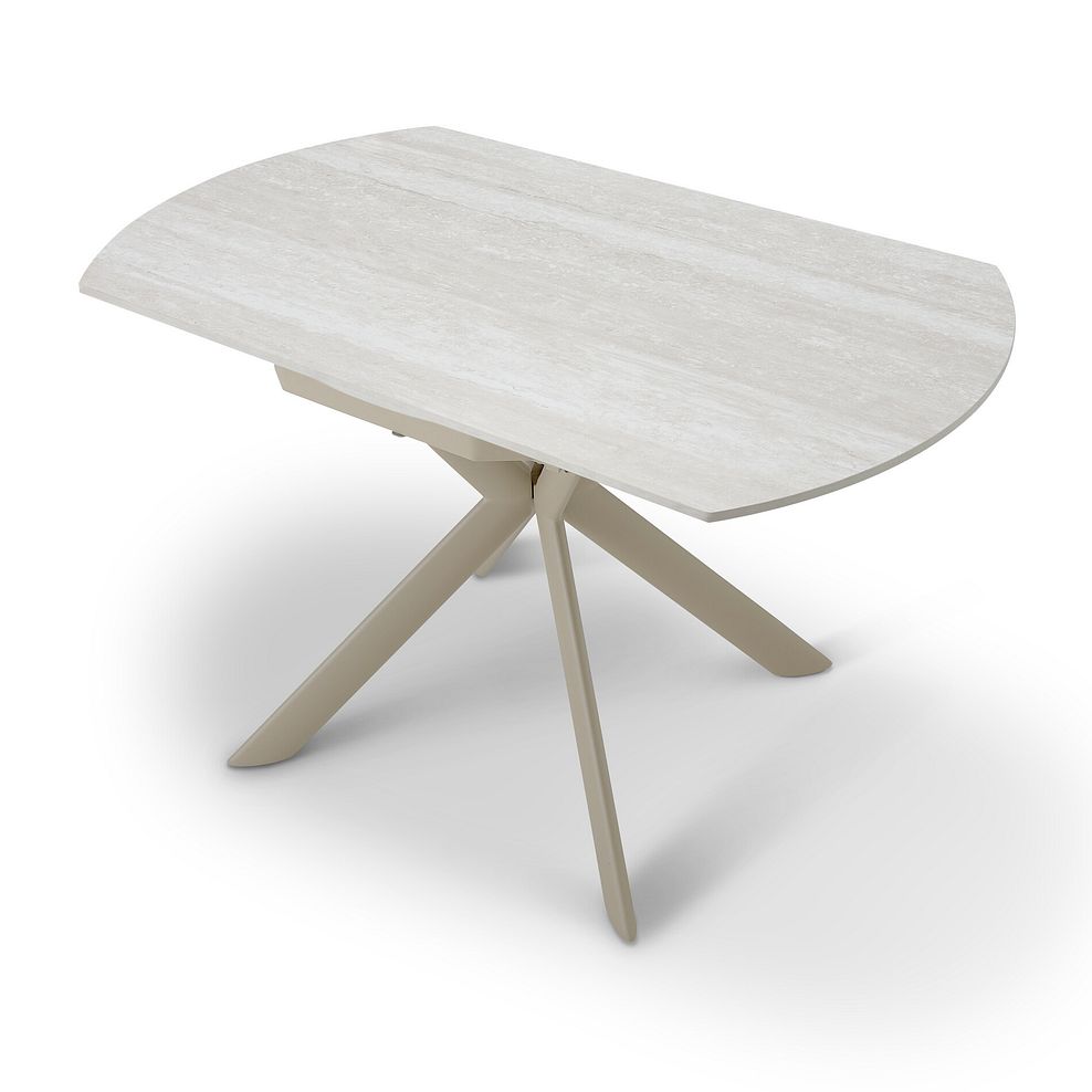 Lucia Ceramic Round Dining Table with 4 Nico Swivel Dining Chairs in Cream with Cappuccino Metal Legs 7