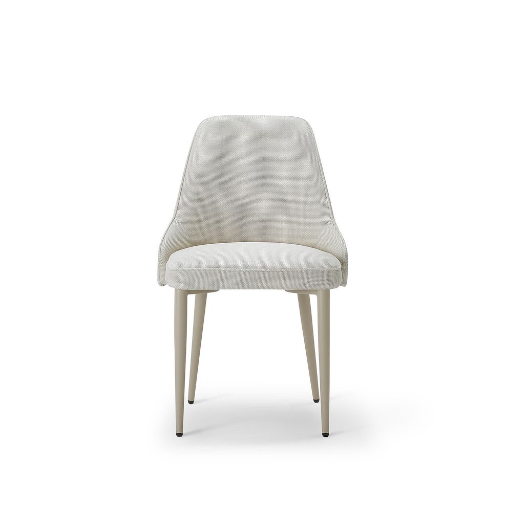 Lucia Ceramic Round Dining Table with 6 Aria Dining Chairs in Cream with Cappuccino Metal Legs 10