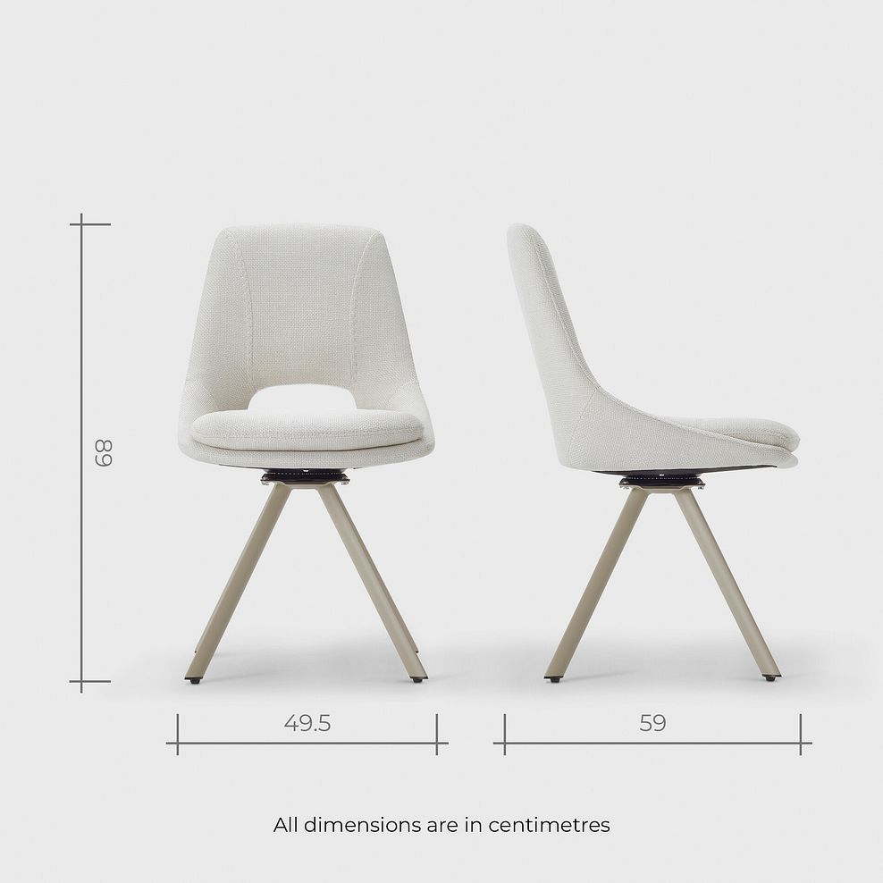 Lucia Ceramic Round Dining Table with 6 Nico Swivel Dining Chairs in Cream with Cappuccino Metal Legs 12
