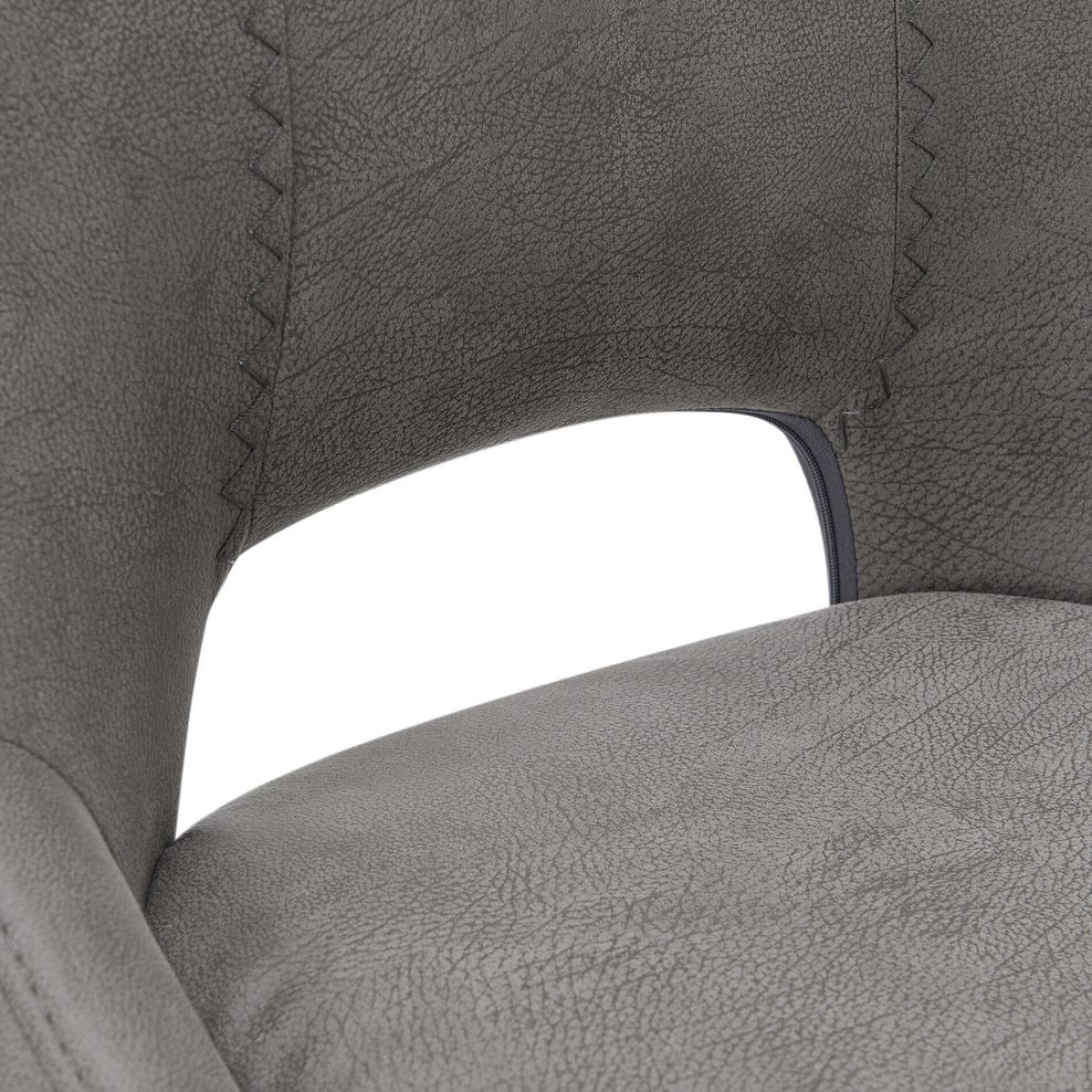 Lucia Ceramic Swivel Extending Round Dining Table in Matt Grey Finish 130cm + 6 Nico Swivel Dining Chair in Dark Grey with Black Metal Legs 8