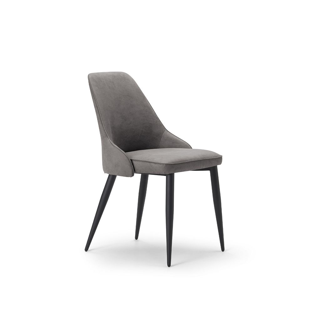 Lucia Ceramic Extending Round Dining Table in Matte Grey Finish 130cm with 4 Aria Dark Grey Chairs 6