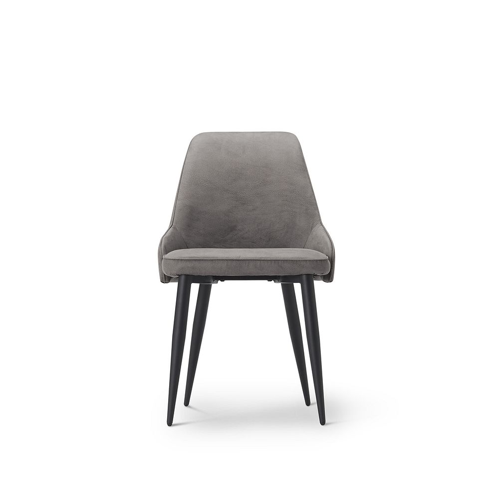 Lucia Ceramic Extending Round Dining Table in Matte Grey Finish 130cm with 4 Aria Dark Grey Chairs 7
