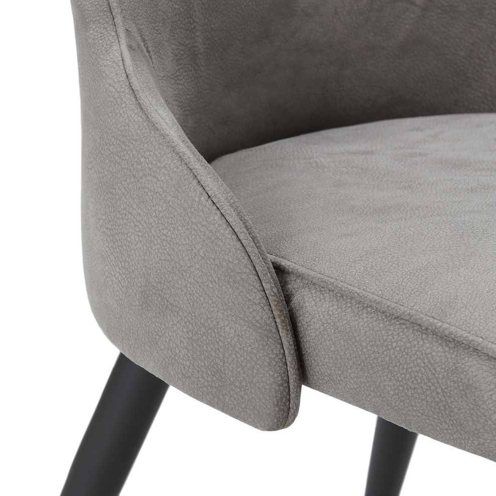 Lucia Ceramic Extending Round Dining Table in Matte Grey Finish 130cm with 4 Aria Light Grey Chairs 8