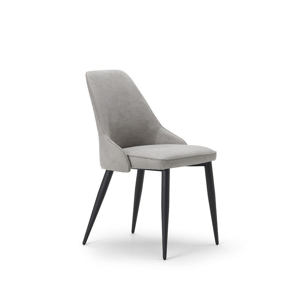 Lucia Ceramic Extending Round Dining Table in Matte Grey Finish 130cm with 4 Aria Light Grey Chairs 6