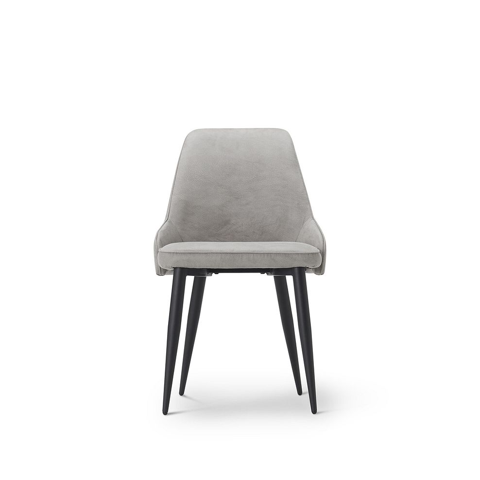 Lucia Ceramic Extending Round Dining Table in Matte Grey Finish 130cm with 4 Aria Light Grey Chairs 7