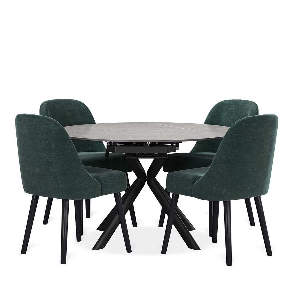 Lucia Ceramic Extending Round Dining Table in Matte Grey Finish 130cm with 4 Bette Chairs 1