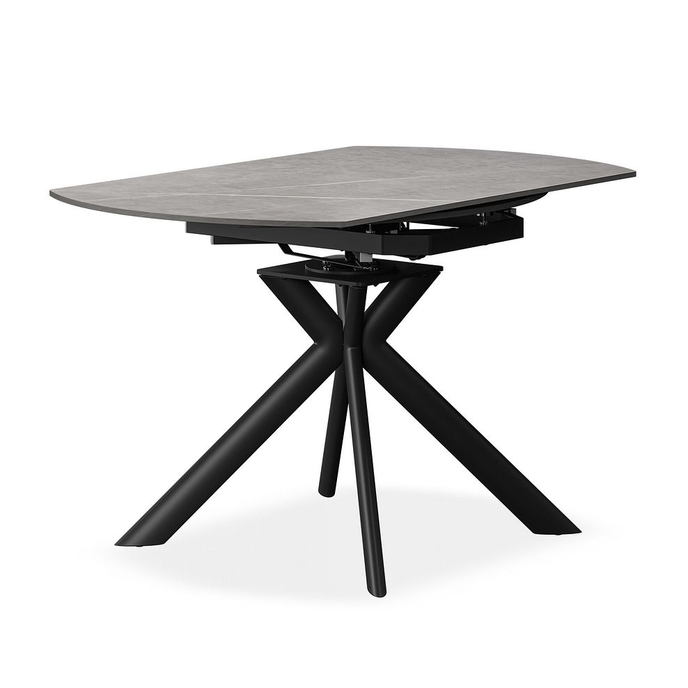 Lucia Ceramic Extending Round Dining Table in Matte Grey with 4 Mason Chairs in Black 2
