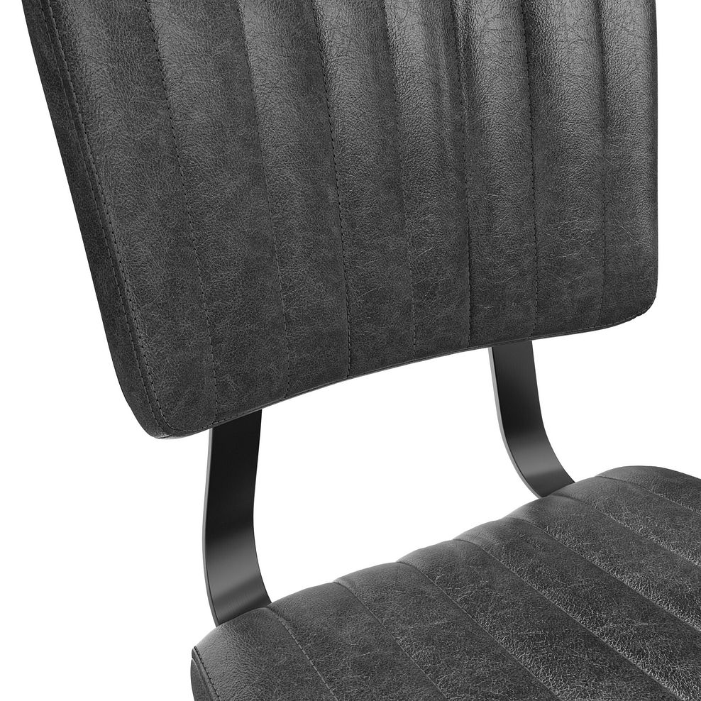 Lucia Ceramic Extending Round Dining Table in Matte Grey with 4 Mason Chairs in Black 8
