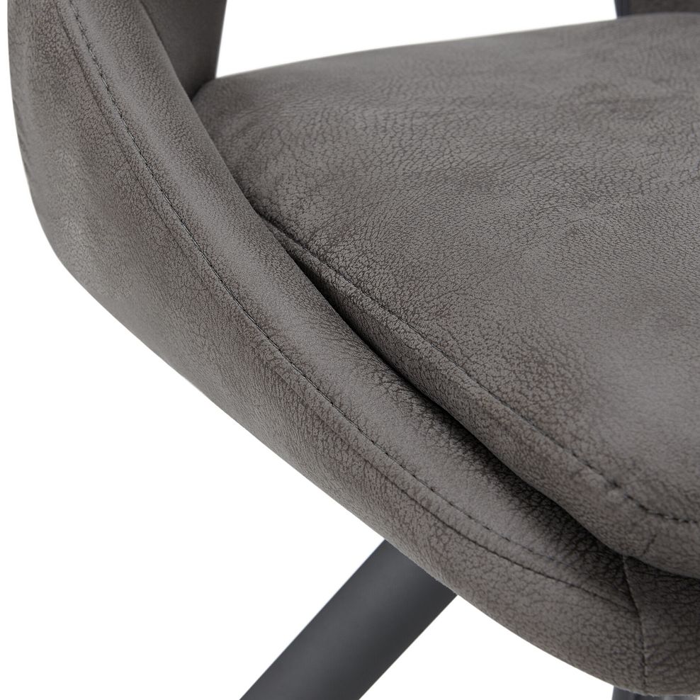 Lucia Ceramic Extending Round Dining Table in Matte Grey Finish 130cm with 4 Nico Dark Grey Chairs 9