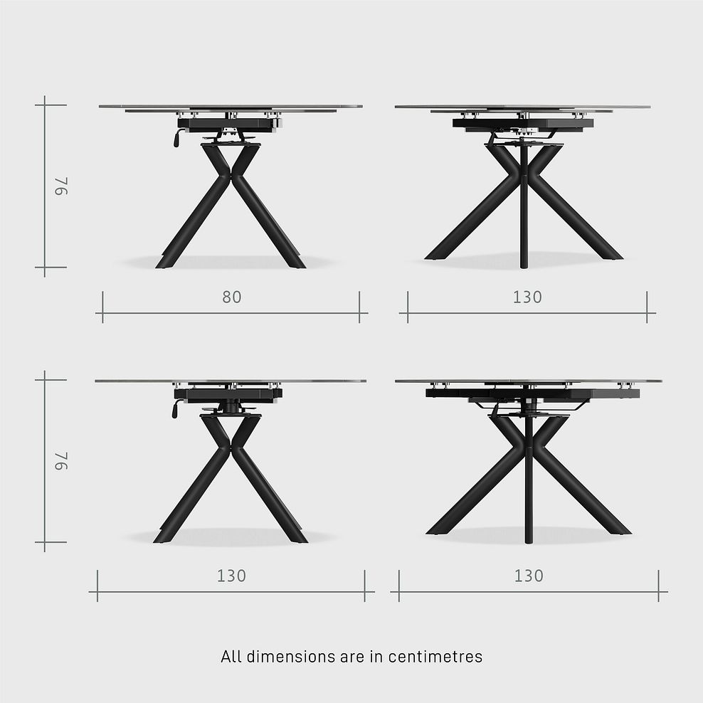 Lucia Ceramic Extending Round Dining Table in Matte Grey Finish 130cm with 4 Nico Light Grey Chairs 11